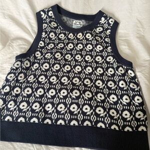 Navy and White Knit vest Top